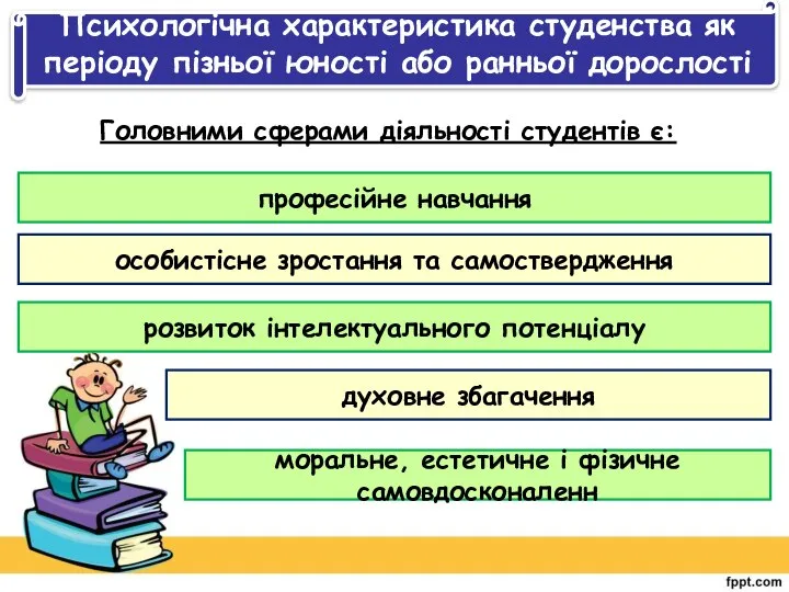 Психологічна характеристика студенства як періоду пізньої юності або ранньої дорослості Головними