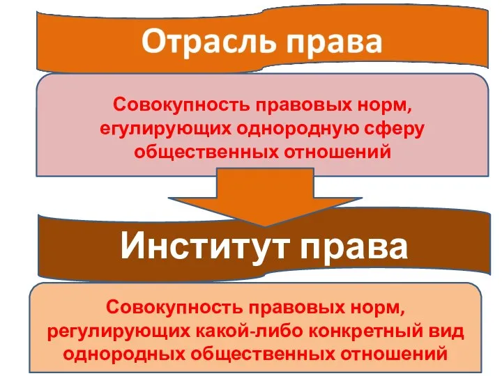 Институт права Совокупность правовых норм, регулирующих какой-либо конкретный вид однородных общественных