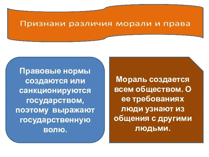 Правовые нормы создаются или санкционируются государством, поэтому выражают государственную волю. Мораль