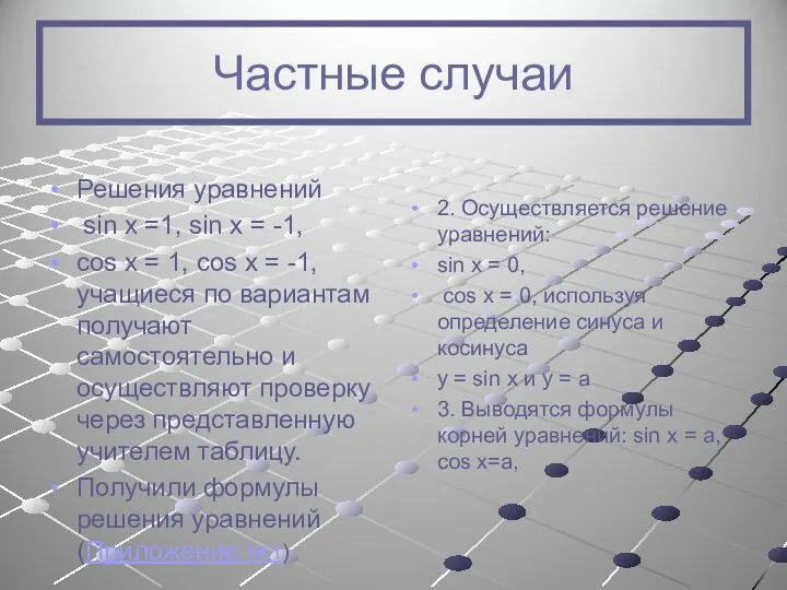 Частные случаи Решения уравнений sin х =1, sin х = -1,