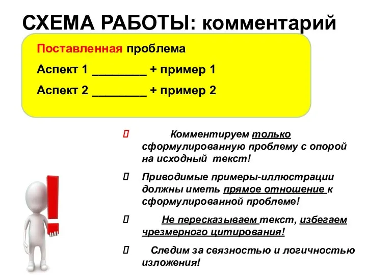 Комментируем только сформулированную проблему с опорой на исходный текст! Приводимые примеры-иллюстрации