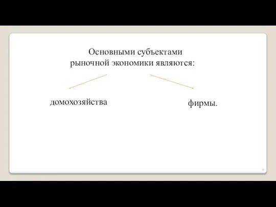 Основными субъектами рыночной экономики являются: домохозяйства фирмы.