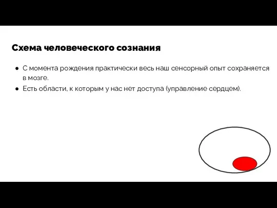 Схема человеческого сознания С момента рождения практически весь наш сенсорный опыт