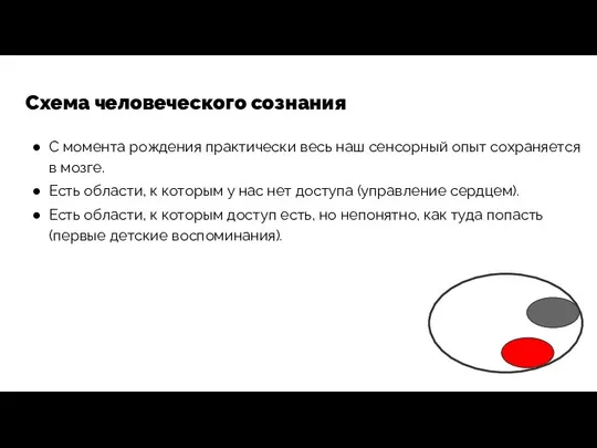 Схема человеческого сознания С момента рождения практически весь наш сенсорный опыт