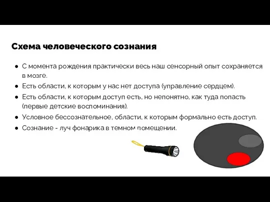 Схема человеческого сознания С момента рождения практически весь наш сенсорный опыт