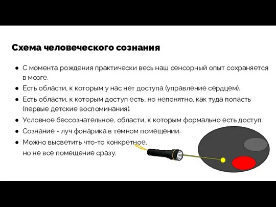 Схема человеческого сознания С момента рождения практически весь наш сенсорный опыт