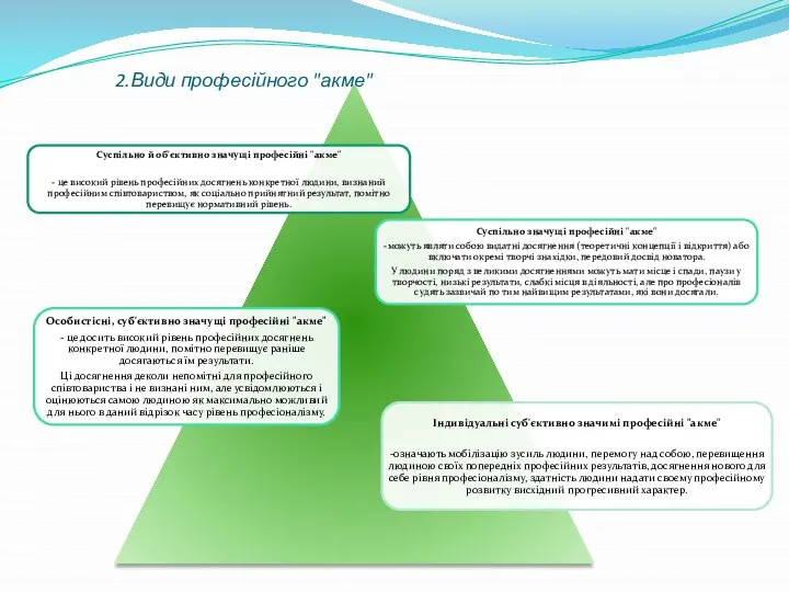 2.Види професійного "акме"