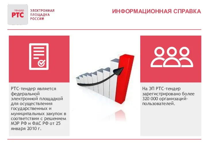 ИНФОРМАЦИОННАЯ СПРАВКА РТС-тендер является федеральной электронной площадкой для осуществления государственных и