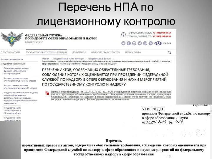 Перечень НПА по лицензионному контролю