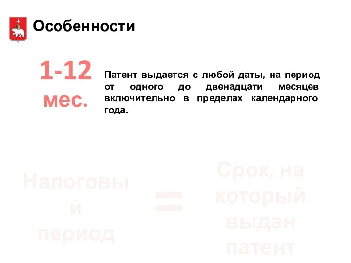 Патент выдается с любой даты, на период от одного до двенадцати