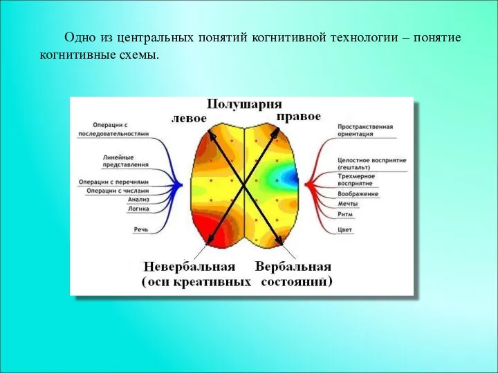 Одно из центральных понятий когнитивной технологии – понятие когнитивные схемы.