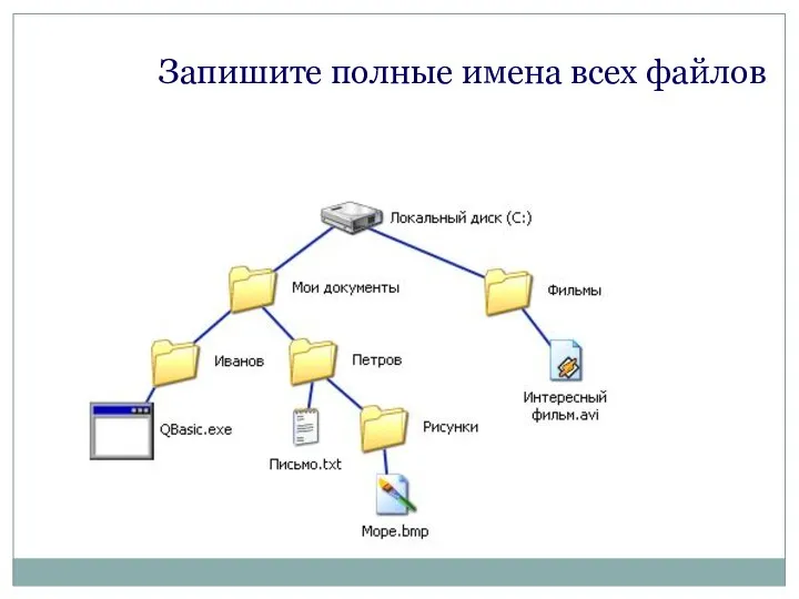 Запишите полные имена всех файлов