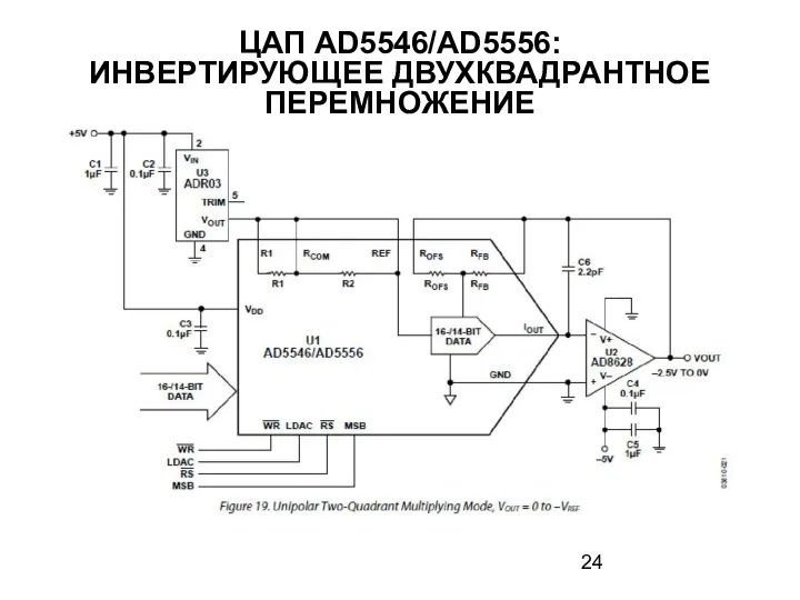 ЦАП AD5546/AD5556: ИНВЕРТИРУЮЩЕЕ ДВУХКВАДРАНТНОЕ ПЕРЕМНОЖЕНИЕ