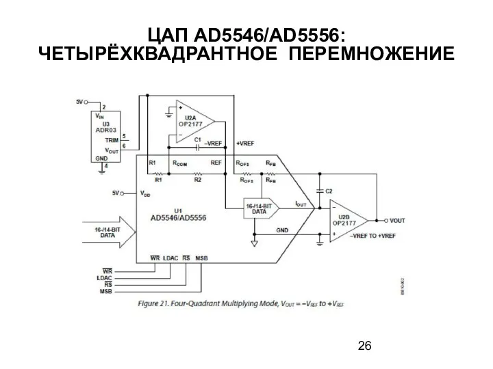 ЦАП AD5546/AD5556: ЧЕТЫРЁХКВАДРАНТНОЕ ПЕРЕМНОЖЕНИЕ