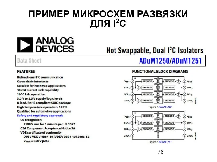 ПРИМЕР МИКРОСХЕМ РАЗВЯЗКИ ДЛЯ I2C