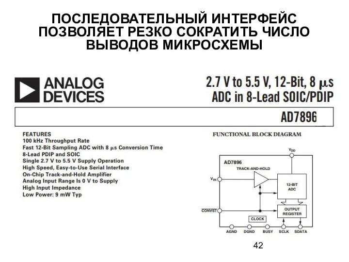 ПОСЛЕДОВАТЕЛЬНЫЙ ИНТЕРФЕЙС ПОЗВОЛЯЕТ РЕЗКО СОКРАТИТЬ ЧИСЛО ВЫВОДОВ МИКРОСХЕМЫ