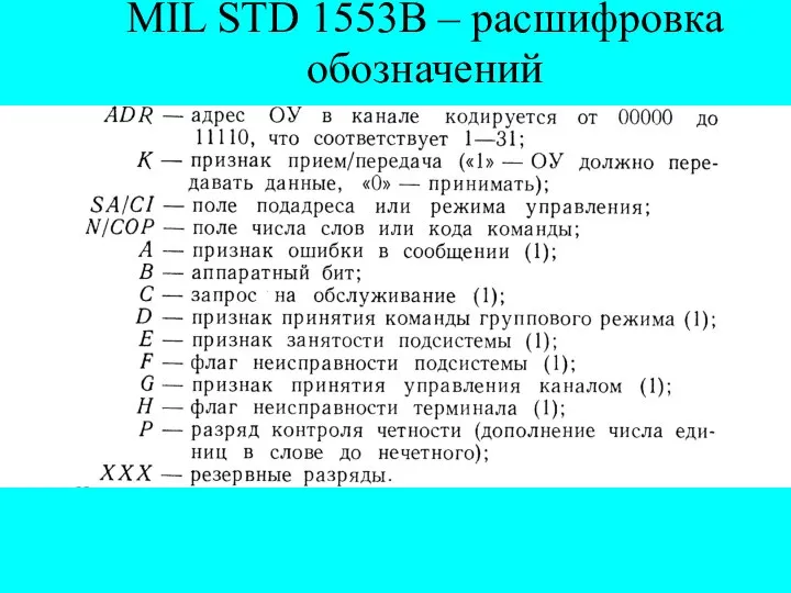 MIL STD 1553B – расшифровка обозначений