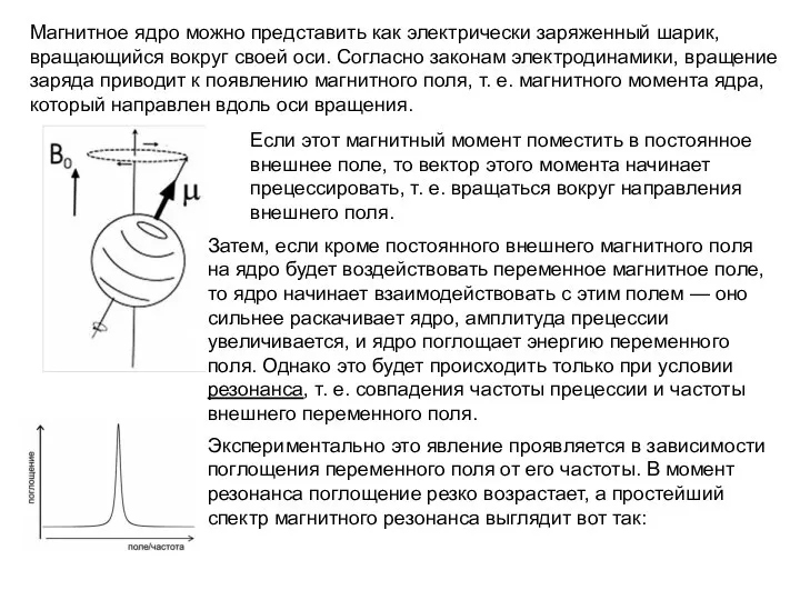 Магнитное ядро можно представить как электрически заряженный шарик, вращающийся вокруг своей