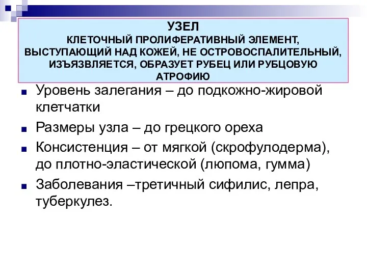 УЗЕЛ КЛЕТОЧНЫЙ ПРОЛИФЕРАТИВНЫЙ ЭЛЕМЕНТ, ВЫСТУПАЮЩИЙ НАД КОЖЕЙ, НЕ ОСТРОВОСПАЛИТЕЛЬНЫЙ, ИЗЪЯЗВЛЯЕТСЯ, ОБРАЗУЕТ