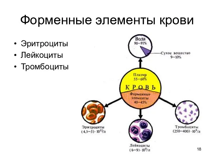 Форменные элементы крови Эритроциты Лейкоциты Тромбоциты