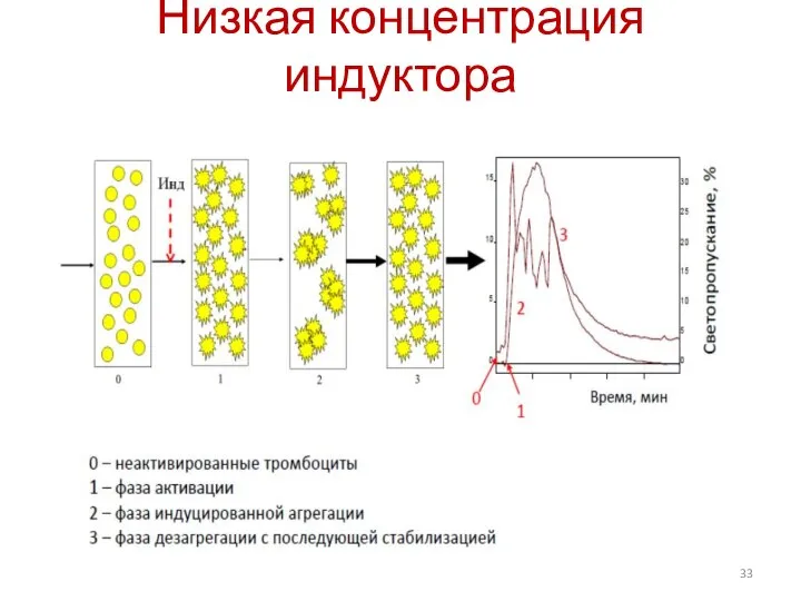 Низкая концентрация индуктора агрегации