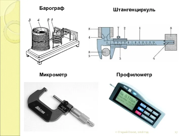 г. Старый Оскол, 2018 год Барограф Штангенциркуль Микрометр Профилометр