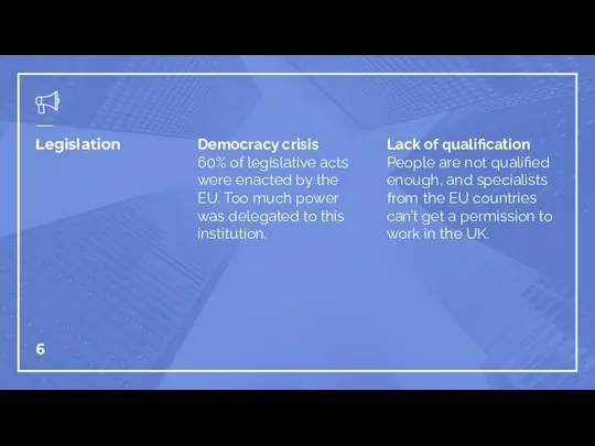 Democracy crisis 60% of legislative acts were enacted by the EU.