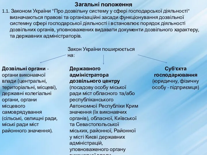 Загальні положення 1.1. Законом України "Про дозвільну систему у сфері господарської