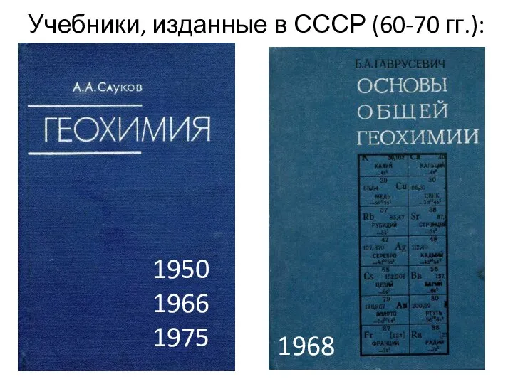 Учебники, изданные в СССР (60-70 гг.): 1950 1966 1975 1968