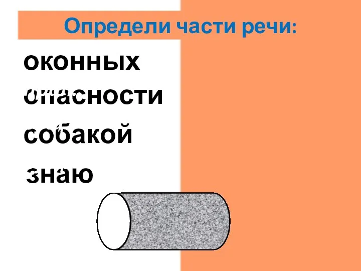 знаю гл. собакой сущ. опасности сущ. оконных прил. Определи части речи: