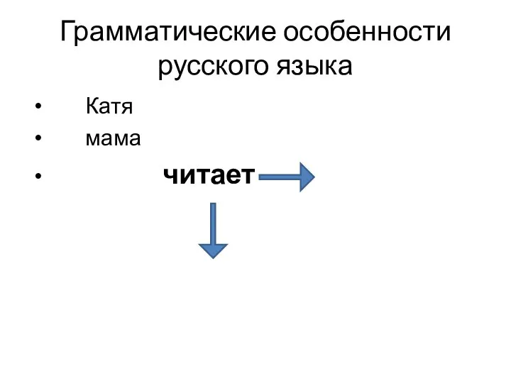 Грамматические особенности русского языка Катя мама читает