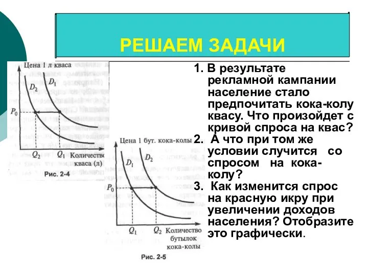 РЕШАЕМ ЗАДАЧИ 1. В результате рекламной кампании население стало предпочитать кока-колу