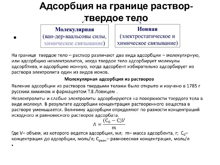 Адсорбция на границе раствор-твердое тело