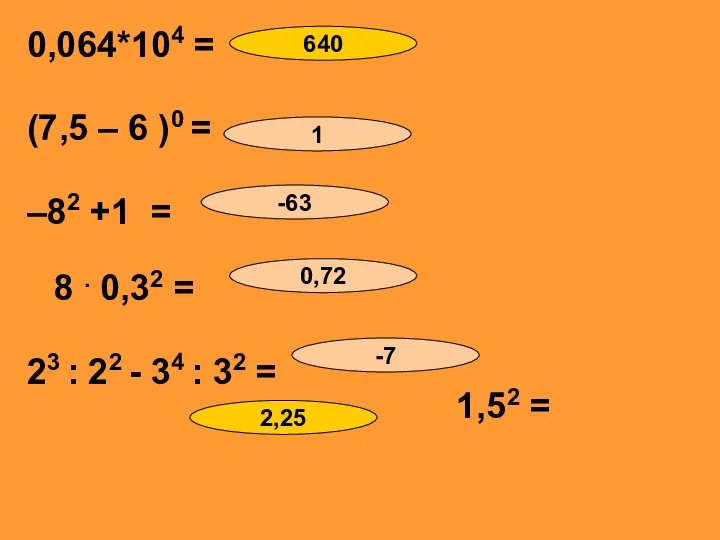 0,064*104 = (7,5 – 6 )0 = –82 +1 = 8