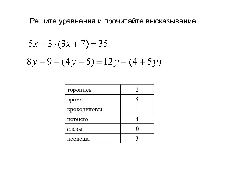 Решите уравнения и прочитайте высказывание