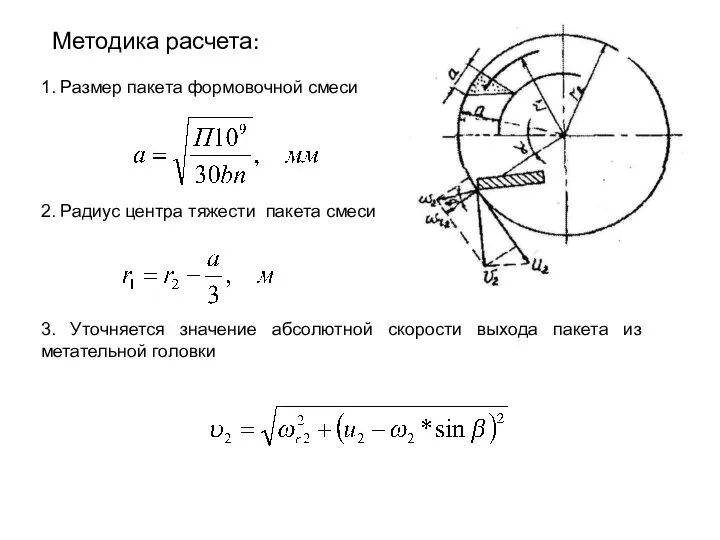 Методика расчета: 1. Размер пакета формовочной смеси 2. Радиус центра тяжести