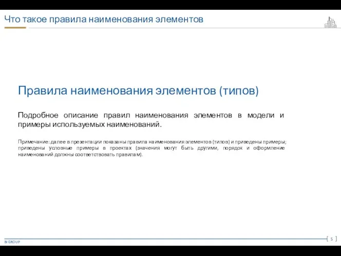 Правила наименования элементов (типов) Подробное описание правил наименования элементов в модели