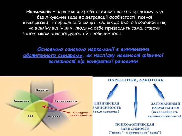 Наркоманія – це важка хвороба психіки і всього організму, яка без