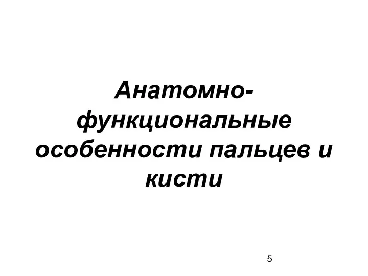 Анатомно-функциональные особенности пальцев и кисти