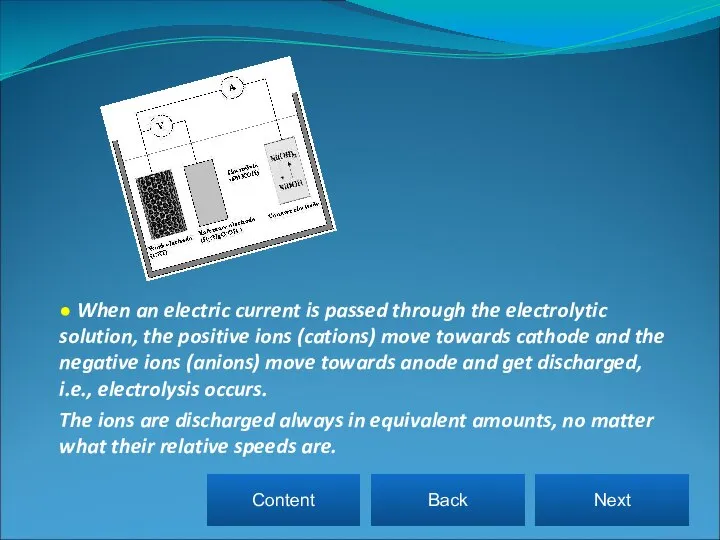 ● When an electric current is passed through the electrolytic solution,