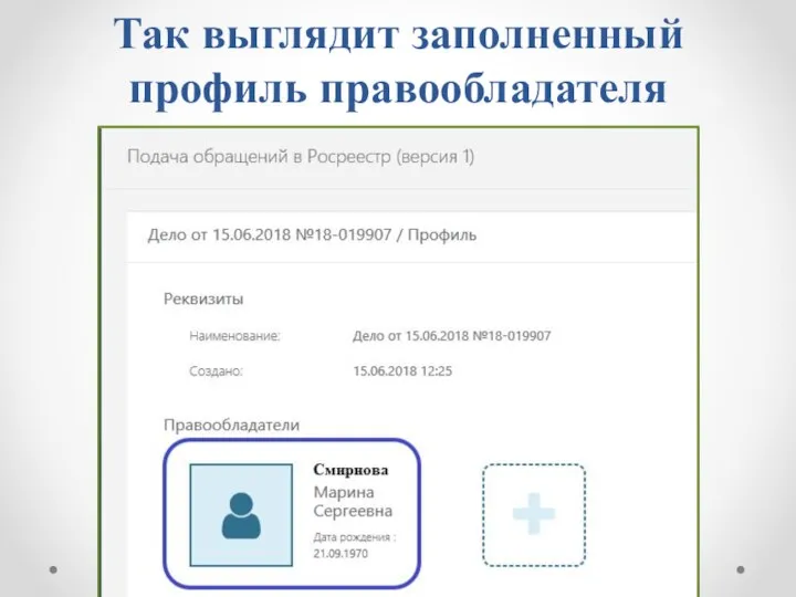 Так выглядит заполненный профиль правообладателя