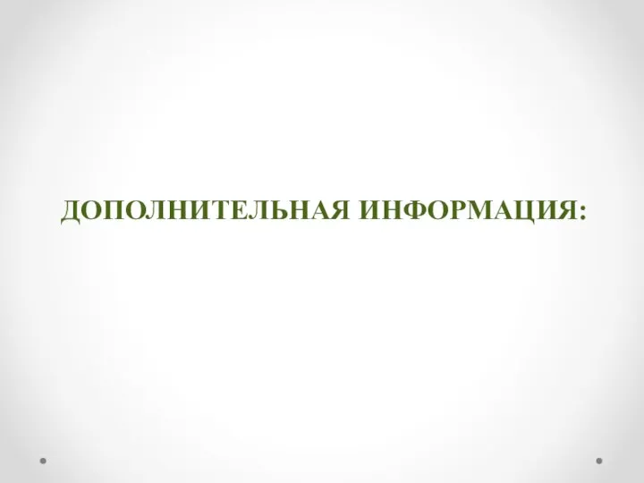 ДОПОЛНИТЕЛЬНАЯ ИНФОРМАЦИЯ: