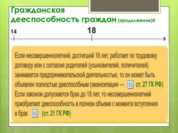 Гражданская дееспособность граждан (продолжение)4