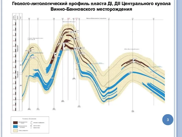 Геолого-литологический профиль пласта ДI, ДII Центрального купола Винно-Банновского месторождения