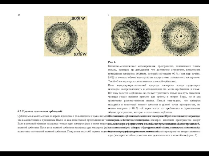 13 7 Рис. 4. Квантово-механическое моделирование пространства, занимаемого одним атомом, основано