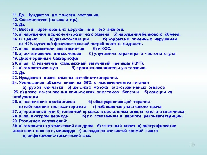 11. Да. Нуждается, по тяжести состояния. 12. Спазмолитики (но-шпа и пр.).