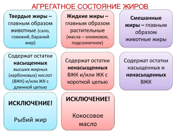 АГРЕГАТНОЕ СОСТОЯНИЕ ЖИРОВ