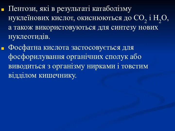 Пентози, які в результаті катаболізму нуклеїнових кислот, окиснюються до СО2 і