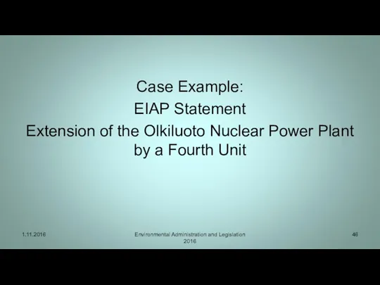 Case Example: EIAP Statement Extension of the Olkiluoto Nuclear Power Plant