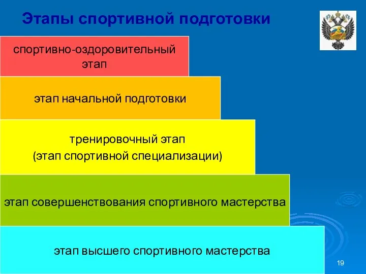 Этапы спортивной подготовки спортивно-оздоровительный этап этап начальной подготовки этап совершенствования спортивного